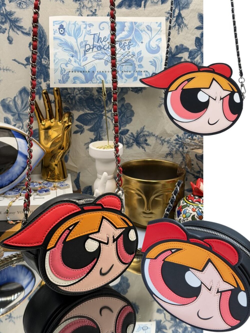 🆕 JELLY BUNNY 🧿 NWOT x POWERPUFF GIRLS Blossom Crossbody Bag, Red & Black